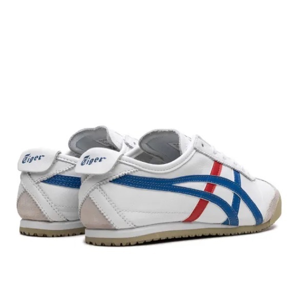 Onitsuka Tiger Mexico 66 White Sneakers with Blue and Red Stripes Size 7 - Picture 3 of 13